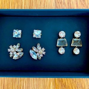 J. Crew Crystal Cluster Earring Set NWT